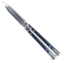 Couteau papillon 23,5cm tricks balisong bleu acier