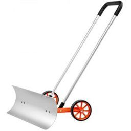 VEVOR Pelle à Neige avec Roues 745 mm Pelle de Déneigement Large Poussoir à Neige en Métal Pousse-Neige Robuste avec Poignée en Alliage d'Aluminium Forme U pour Nettoyage Entrée Allée Chaussée Maison