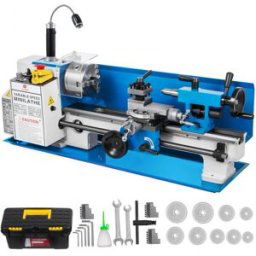 VEVOR Tour de Fraisage de Précision 180 x 350 mm Vitesse Variable 50-2500 tr/min Kit Mini Tour à Métal avec Lampe Mobile Moteur 550 W Machine à Usage Intensif pour Travaux de Précision Travaux d’Usine