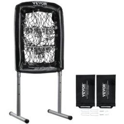 VEVOR Filet d'Entraînement de Baseball Sofetball Pickleball 9 Trous 50,8 x 74 cm Filet de Lancement pour Baseball Portable Hauteur Réglable sur 3 Niveaux Cible de Frappe pour Lanceur Lancer Pelouse
