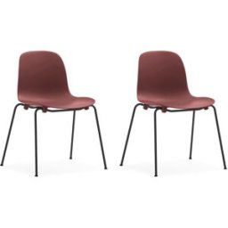 Normann Copenhagen Lot de 2 chaises empilables avec pieds noirs Form Chair, rouge Rouge