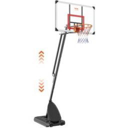 VEVOR Panier de Basket Extérieur Intérieur Portable 128 cm Hauteur Réglable 232-305 cm Panneau de Basket sur Pied à Roulettes avec Base de Lestage pour Adulte Enfant Cadeau Entraînement de Basket-ball