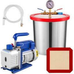 VEVOR Kit Pompe à Vide 85 L/min avec Chambre à Vide de 12 L Dégazage Réfrigérant Bruit Réduit Pompe à Vide Climatisation 1720 tr/min avec Accessoires pour Démoussage Silicone époxy Huiles Essentielles