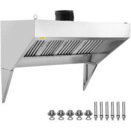 VEVOR Hotte Aspirante Commerciale de 2,4 m pour Camion-Restaurant, Hotte de Remorque en Inox 201 avec 4 Grilles de Filtre à Huile Amovibles en Forme de U, Hotte d'Aération Résistante à la Rouille