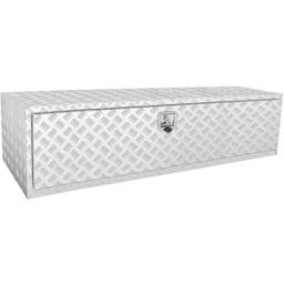 VEVOR Boîte à Outils pour Camion 152,4×61×61 cm Coffre Sous-châssis Fixation Inférieure Caisse de Stockage en Alliage d'Aluminium Solide avec Serrure et Clés pour Remorque Pick-up Véhicules Transport