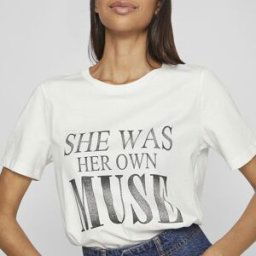 Tee shirt regular fit blanc imprimé MUSE Femme VILA