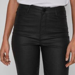 Pantalon enduit noir straight fit taille haute vicommit noos Femme VILA