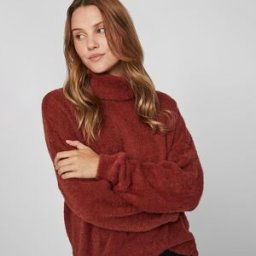 Pull col roulé poil doux Femme VILA