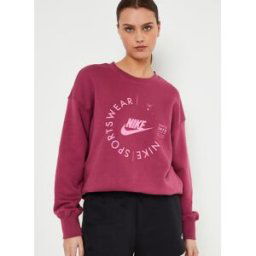 W Nsw Phnx Flc Os Crew Prnt Su par Nike Rose XL Accessoires