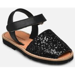 Avarca Velcro Paillettes par Minorquines Noir 26 Enfant