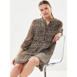 Robe Courte Imprimee BW30035 par IKKS Women Marron 36 Accessoires