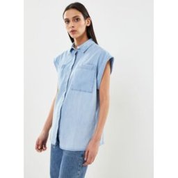 Chemise manche courte denim par Replay Bleu M Accessoires