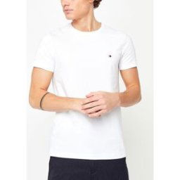Stretch Slim C-Neck Tee par Tommy Hilfiger Blanc S Accessoires