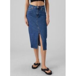 Vmveri Hr Calf Denim Skirt Ga Noos par Vero Moda Bleu S Accessoires