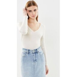 Vmhenna L/S V-Neck Top Jrs Lcs par Vero Moda Beige L Accessoires