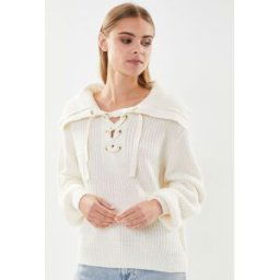 Vmlea Ls Tie V-Neck Pullover Fr par Vero Moda Beige M Accessoires