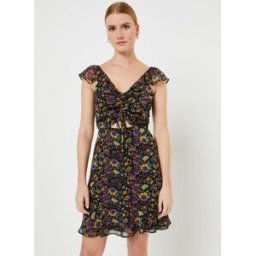 Robe Courte Ample Imprime - BW30525 par IKKS Women Noir 34 Accessoires