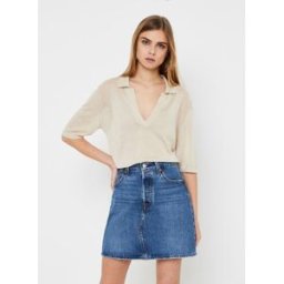 Lyocell Blend Polo Sweater Ss par Calvin Klein Beige M Accessoires