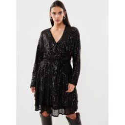 Viselia Ls Knee Length Sequin Dress/Rou par Vila Noir 36 Accessoires