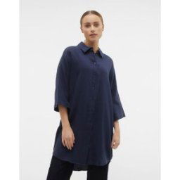 Vmnatali 3/4 Long Overshirt Noos par Vero Moda Bleu S Accessoires
