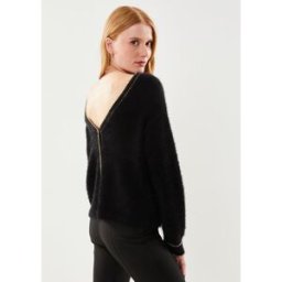 PCHILJA LS DEEP BACK KNIT W LUREX KAC FC par Pieces Noir L Accessoires