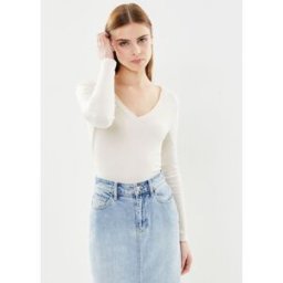 Vmhenna L/S V-Neck Top Jrs Lcs par Vero Moda Beige M Accessoires