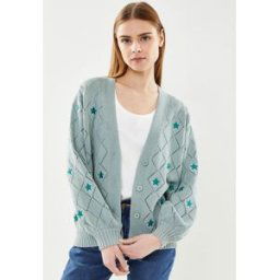 Nora Stars Cardigan par The Tiny Big Sister Gris 36 Accessoires