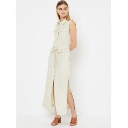 Tencel Sleeveless Shirt Dress par Calvin Klein Vert 38 Accessoires