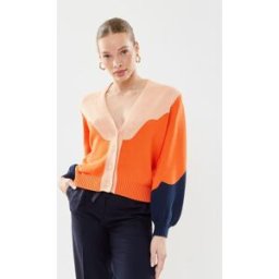 Nora Color Blocked Cardigan par The Tiny Big Sister Orange 40 Accessoires