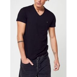 Stretch Slim V-Neck Tee par Tommy Hilfiger Noir XS Accessoires