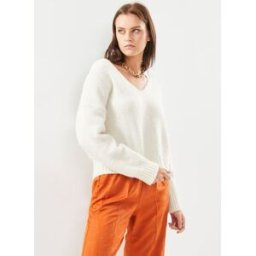 PCNANCY LS REVERSIBLE VNECK KNIT NOOS CP par Pieces Beige XS Accessoires