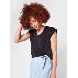 Pcbillo Tee Lurex Stripes Noos par Pieces Noir XS Accessoires