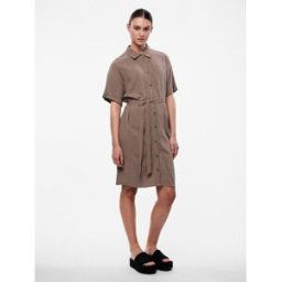 PCVINSTY SS LINEN SHIRT DRESS NOOS par Pieces Gris L Accessoires
