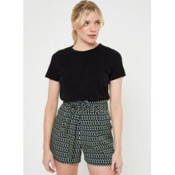 Short Court Jacquard BW26045 par IKKS Women Noir 44 Accessoires
