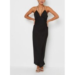 Shine Slip Midi Low Back Dress par Calvin Klein Noir 36 Accessoires