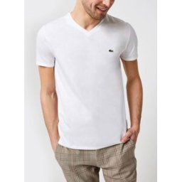 T-shirt col V en jersey de coton par Lacoste Blanc S Accessoires