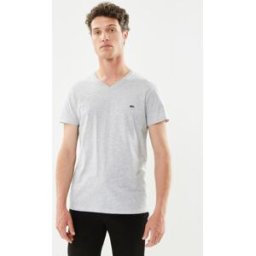 T-shirt col V en jersey de coton par Lacoste Gris S Accessoires