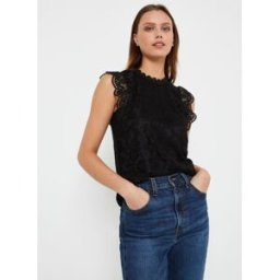 PCOLLINE SL LACE TOP NOOS BC par Pieces Noir XS Accessoires