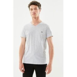 T-shirt col V en jersey de coton par Lacoste Gris XS Accessoires
