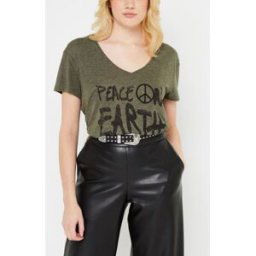 Tee-Shirt Col V BW10495 par IKKS Women Vert M Accessoires
