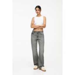 Pull&Bear Jean Droit Taille Moyenne Gris 38 female