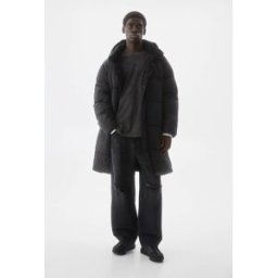 Pull&Bear Veste Matelassée Longue À Capuche Noir M male
