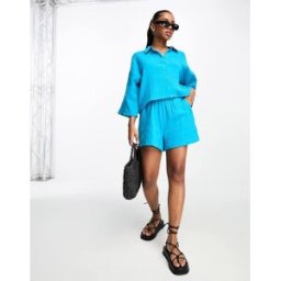 Vero Moda - Short d'ensemble texturÃ© - Bleu Bleu XS female