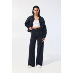 Pull&Bear Jean Large Taille Haute Noir 32 female