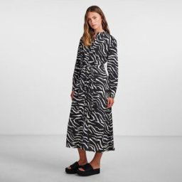 Robe chemise longues imprimé animalier blanc et noir Femme PIECES