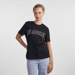 Tee shirt noir imprimé Los Angeles Femme PIECES