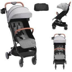 VEVOR Poussette standard pour bébé, poussette pour tout-petit avec dossier réglable 95° à 175° repose-pieds réglable 0/90° pliable en un clic porte-gobelet sac de transport pour nouveau-né, gris foncé