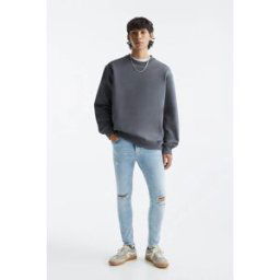 Pull&Bear Jean Superskinny Avec Déchirures Indigo clair 38 male