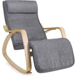 SONGMICS Fauteuil à bascule réglable sur 5 niveaux, Gris