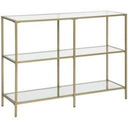 VASAGLE Table console verre doré